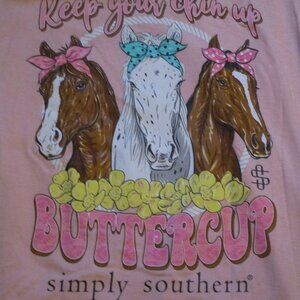  XXL Simply Southern “Keep Your Chin Up Buttercup” Horse Long Sleeve Tshirt 2XL
